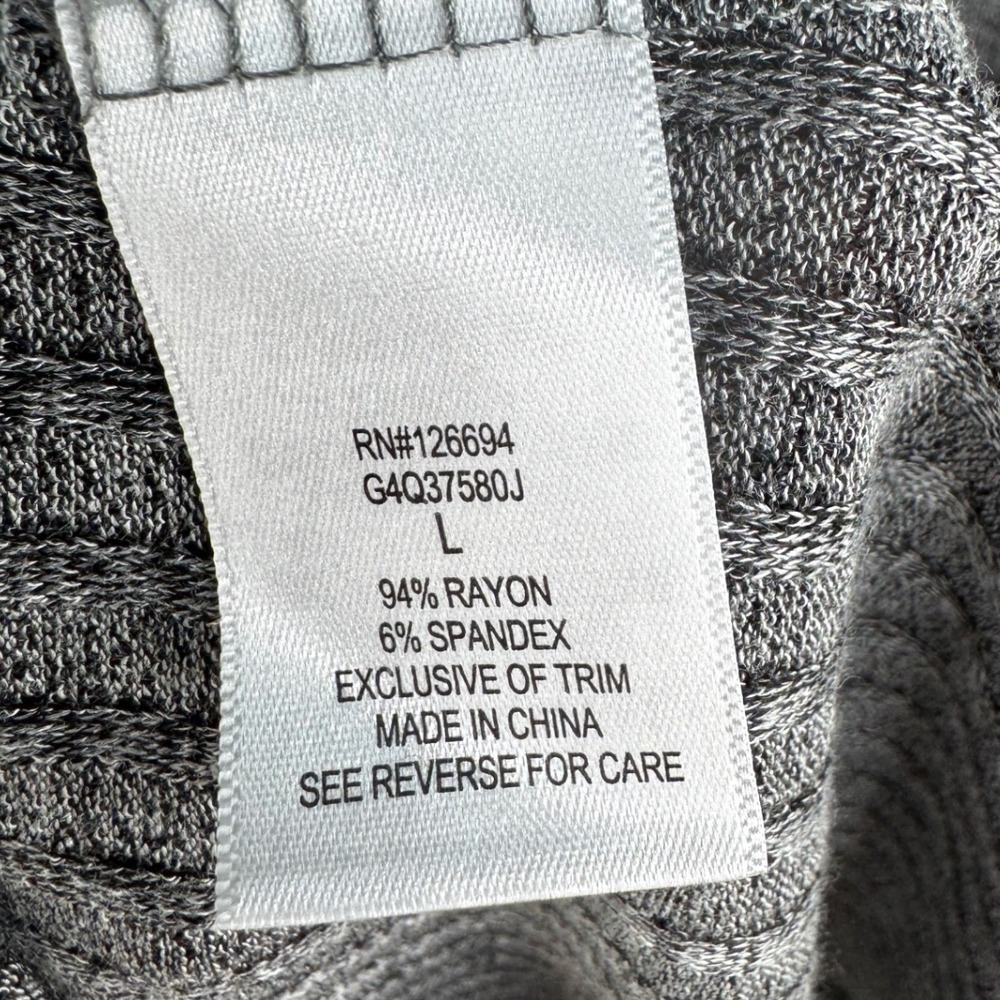 Live To Be Spoiled Womens Large Grey Ribbed Lace Up V-Neck Short Sleeve Top - Picture 7 of 8
